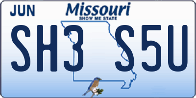 MO license plate SH3S5U