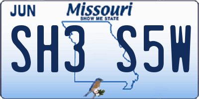 MO license plate SH3S5W