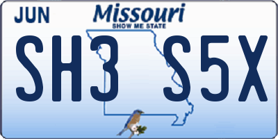 MO license plate SH3S5X