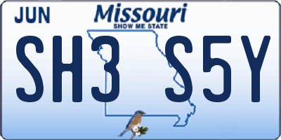 MO license plate SH3S5Y