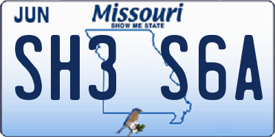 MO license plate SH3S6A
