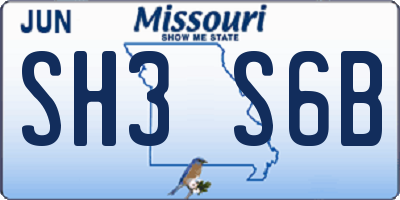 MO license plate SH3S6B