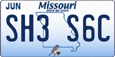MO license plate SH3S6C