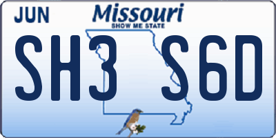 MO license plate SH3S6D