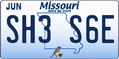 MO license plate SH3S6E