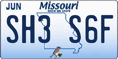 MO license plate SH3S6F