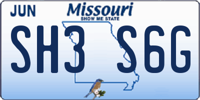 MO license plate SH3S6G