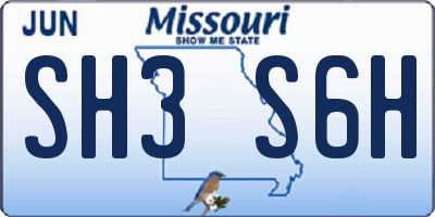 MO license plate SH3S6H