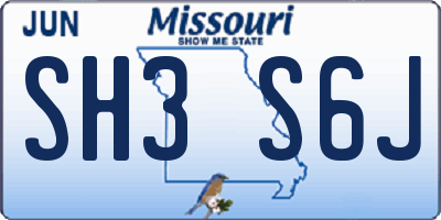 MO license plate SH3S6J