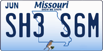 MO license plate SH3S6M