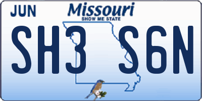 MO license plate SH3S6N