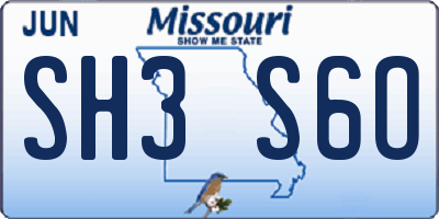 MO license plate SH3S6O
