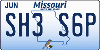 MO license plate SH3S6P