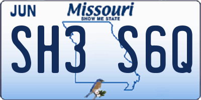 MO license plate SH3S6Q