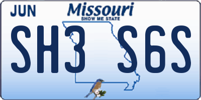 MO license plate SH3S6S