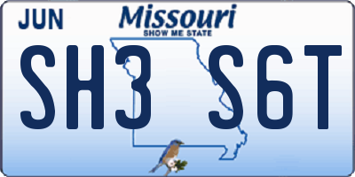 MO license plate SH3S6T