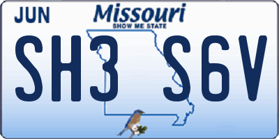 MO license plate SH3S6V