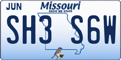 MO license plate SH3S6W