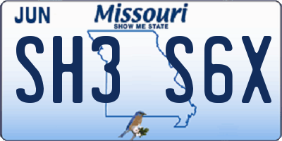MO license plate SH3S6X
