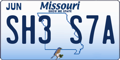 MO license plate SH3S7A