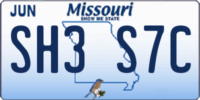 MO license plate SH3S7C