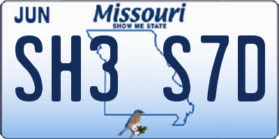 MO license plate SH3S7D