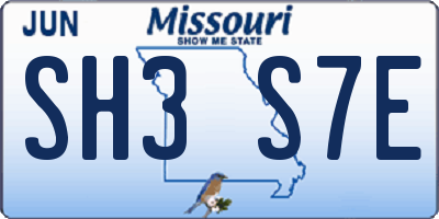 MO license plate SH3S7E