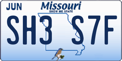 MO license plate SH3S7F