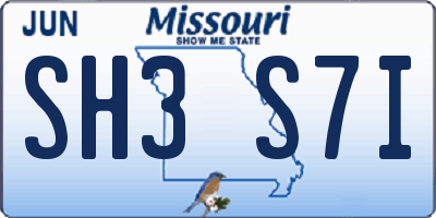 MO license plate SH3S7I