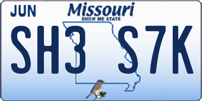 MO license plate SH3S7K