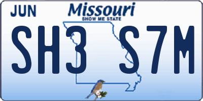 MO license plate SH3S7M