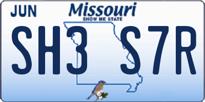 MO license plate SH3S7R