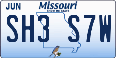 MO license plate SH3S7W