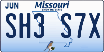 MO license plate SH3S7X