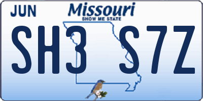 MO license plate SH3S7Z