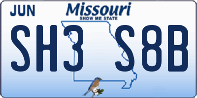 MO license plate SH3S8B