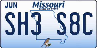MO license plate SH3S8C