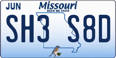 MO license plate SH3S8D
