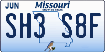 MO license plate SH3S8F