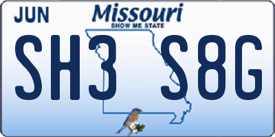 MO license plate SH3S8G