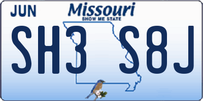 MO license plate SH3S8J