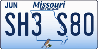 MO license plate SH3S8O