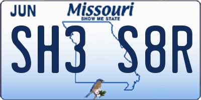 MO license plate SH3S8R