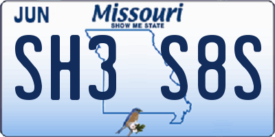 MO license plate SH3S8S