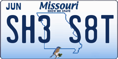 MO license plate SH3S8T
