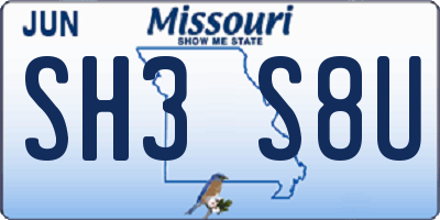MO license plate SH3S8U