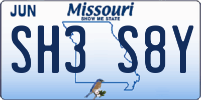 MO license plate SH3S8Y