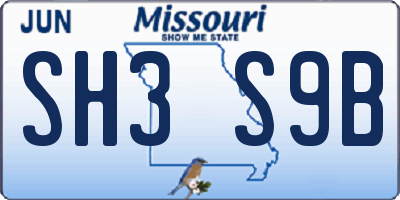 MO license plate SH3S9B
