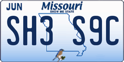 MO license plate SH3S9C