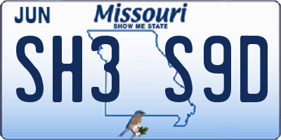 MO license plate SH3S9D